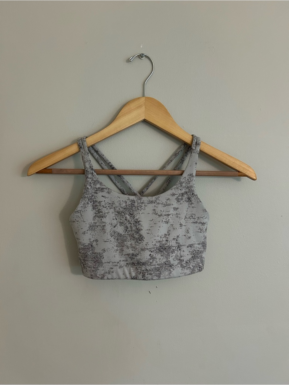 Athleta Girls Gray Marble Print Sports Bra